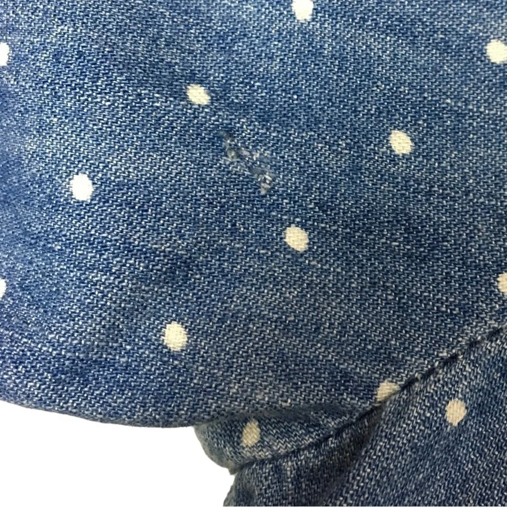 GAP Baby Polka Dot Chambray Dress Ruffle Long Sleeve Button Front Denim Size 2T